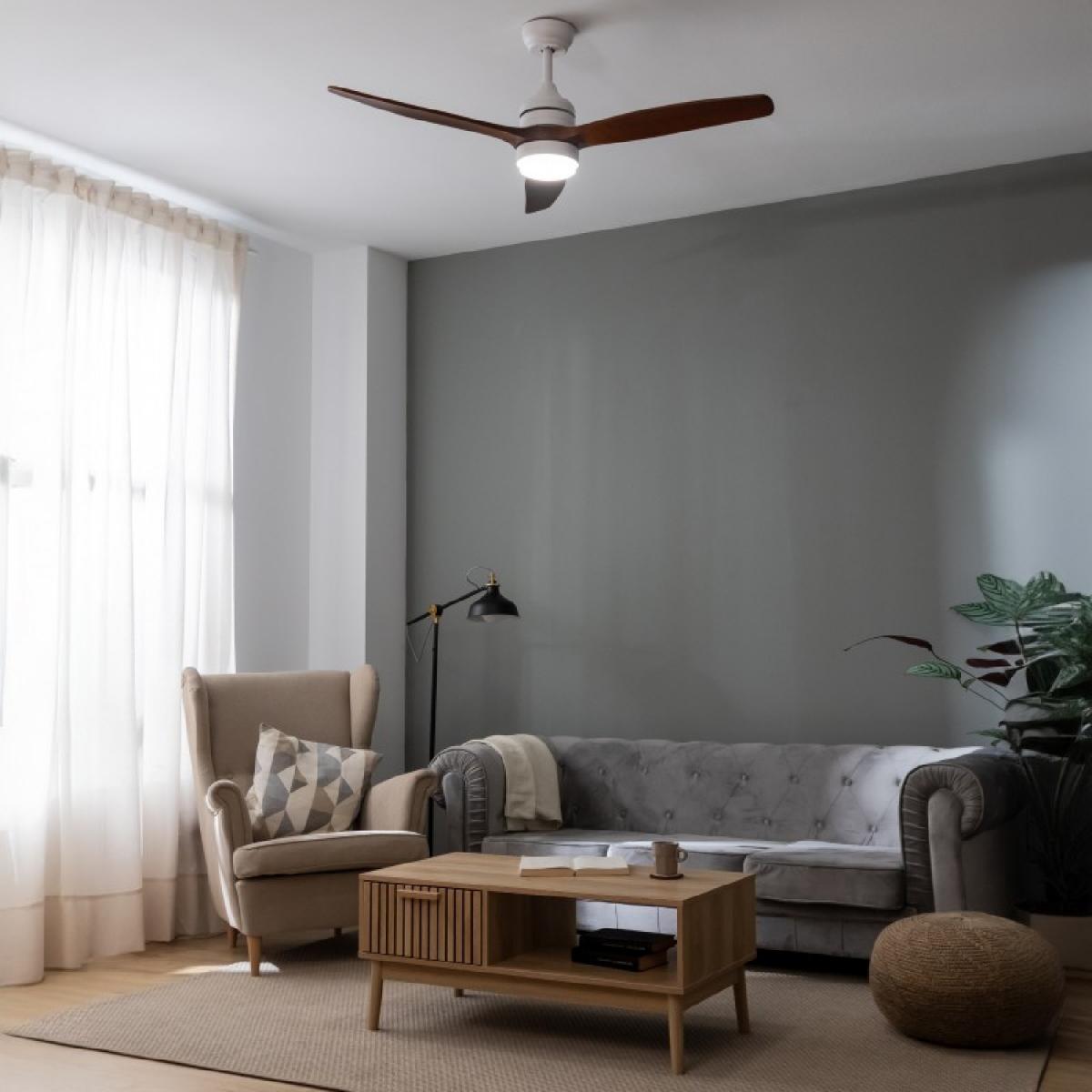 Cecotec Ventiladores de techo con luz EnergySilence Aero 5275 White&BlackWood