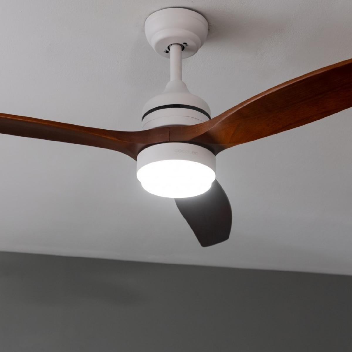 Cecotec Ventiladores de techo con luz EnergySilence Aero 5275 White&BlackWood