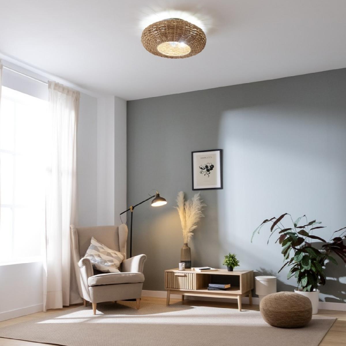 Cecotec Ventiladores de techo con luz EnergySilence LampAero 650 Natural Wicker