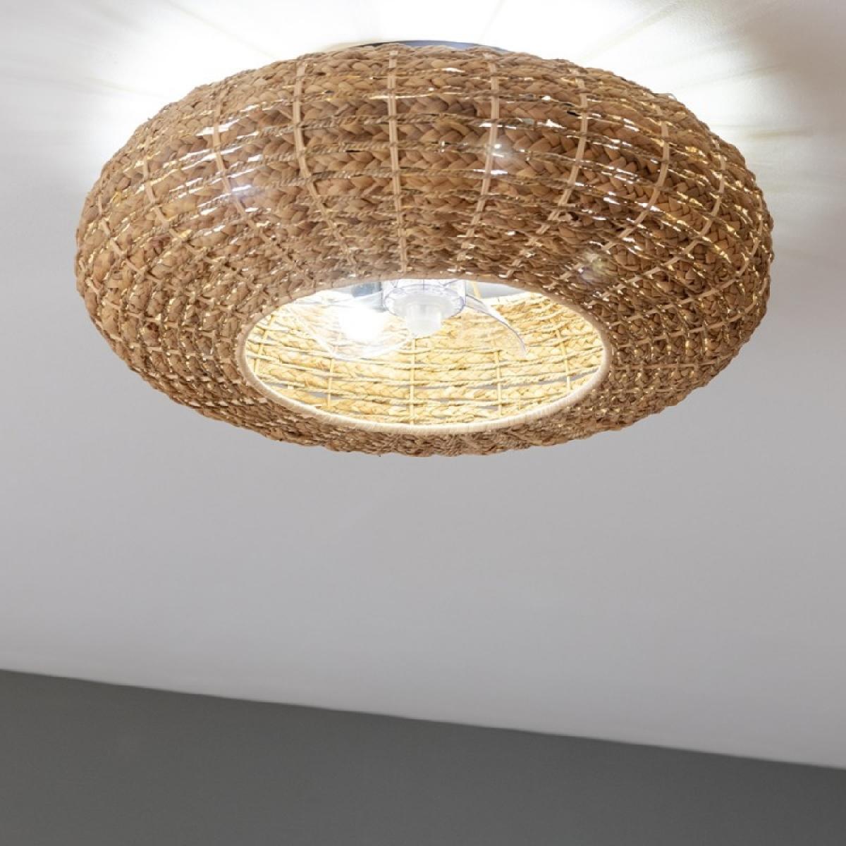 Cecotec Ventiladores de techo con luz EnergySilence LampAero 650 Natural Wicker