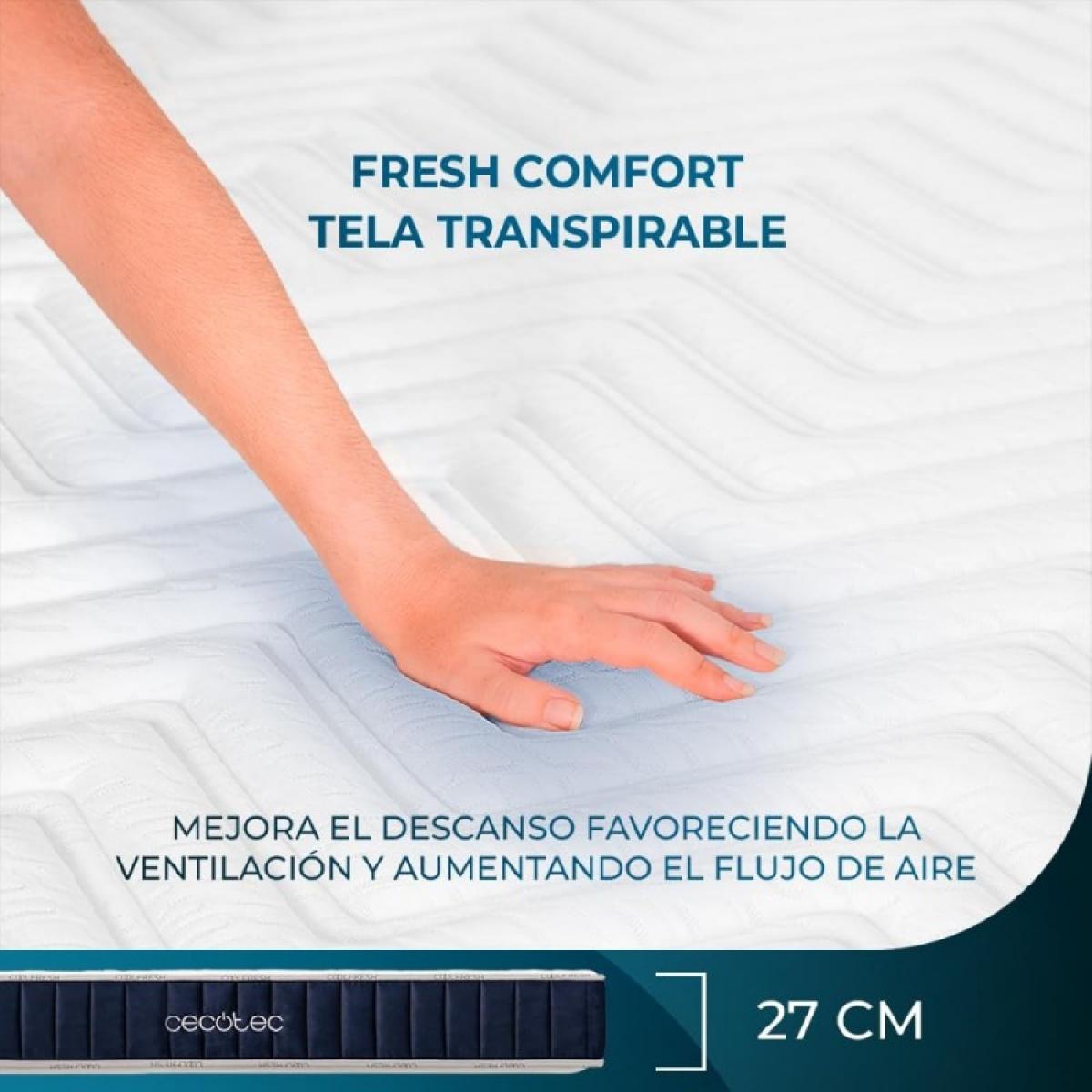 Cecotec Colchones muelles ensacados Colchón Flow CecoFresh 2700 CoolConfort Hybrid 90 x 190