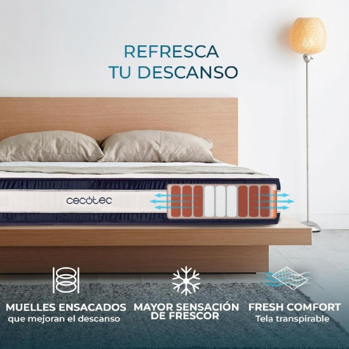 Cecotec Colchones muelles ensacados Colchón Flow CecoFresh 2900 CoolConfort Hybrid 90 x 190