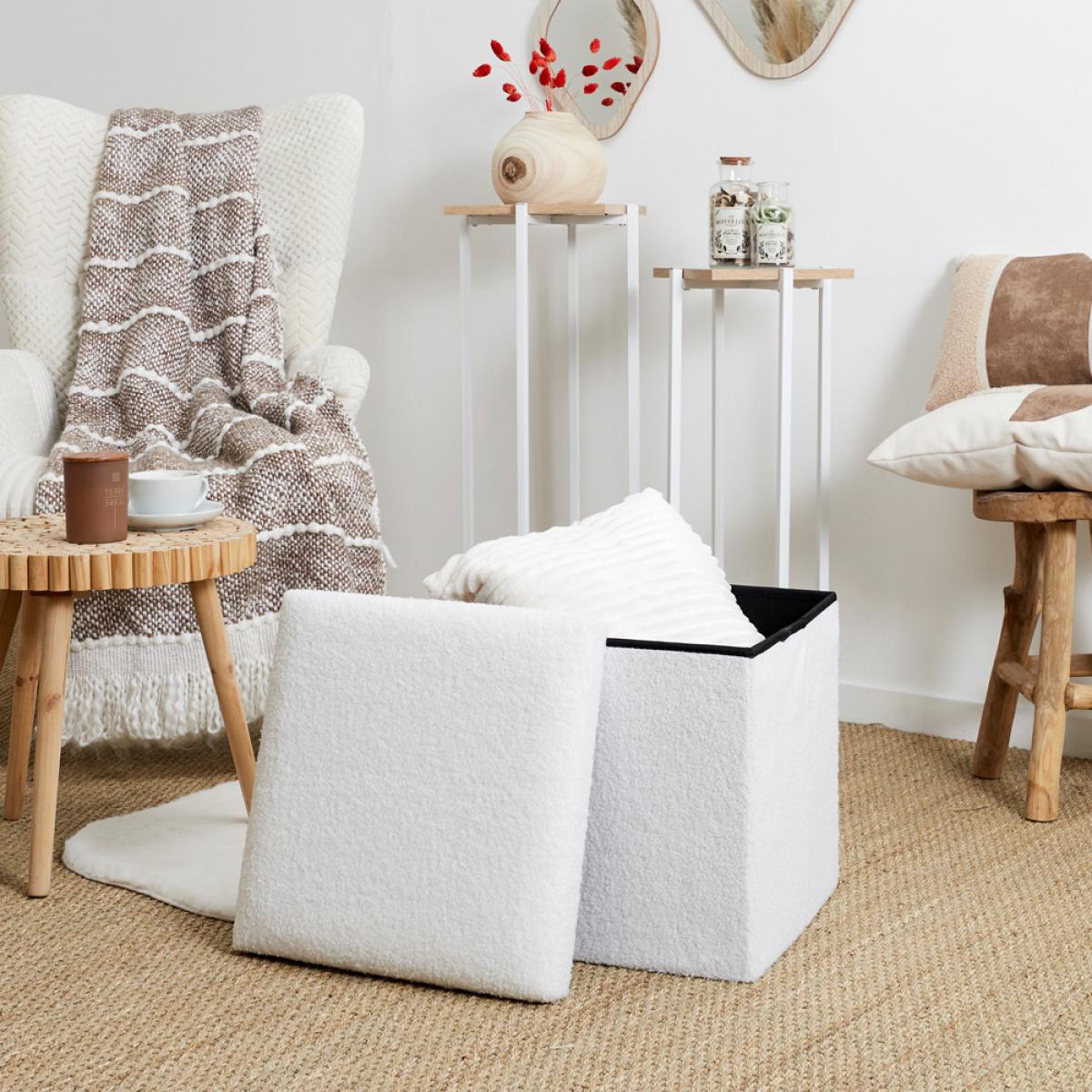 Caja puf plegable blanco