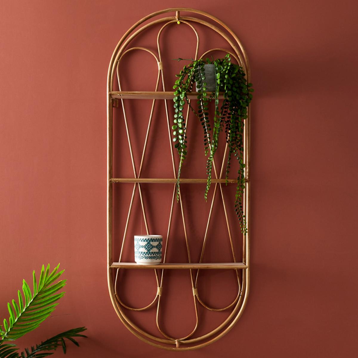 Estante decorativo metal y madera2 baldas java