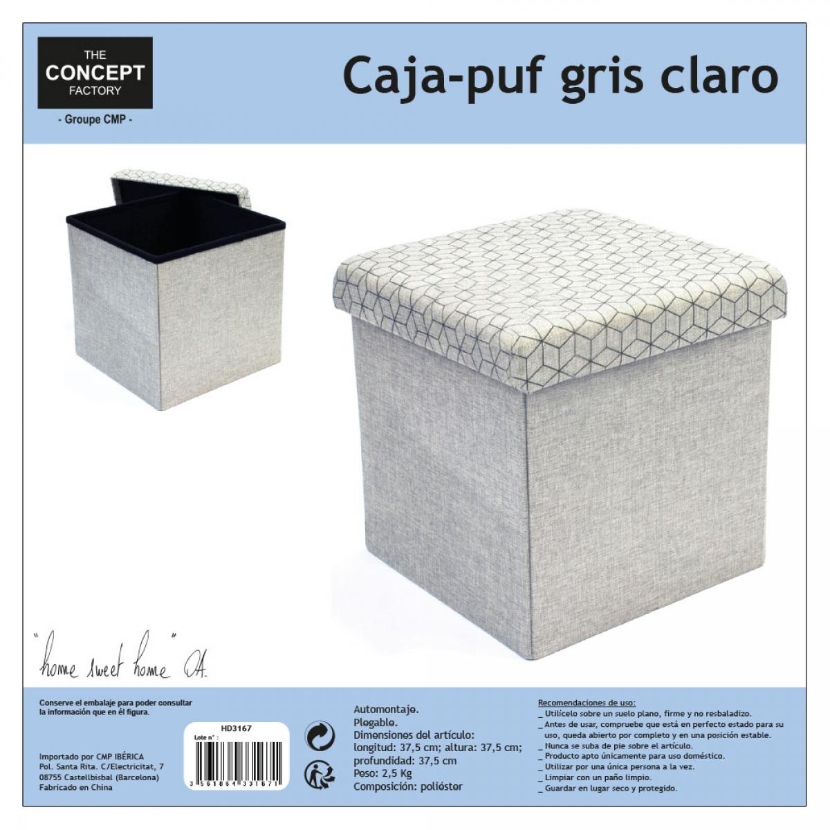 Caja puf plegable gris claro