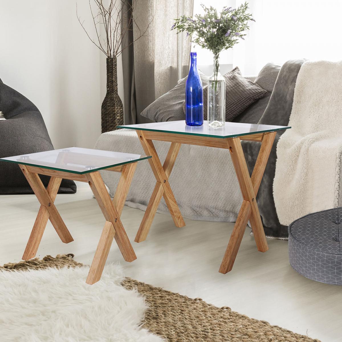 Set 2 mesas nido cristal