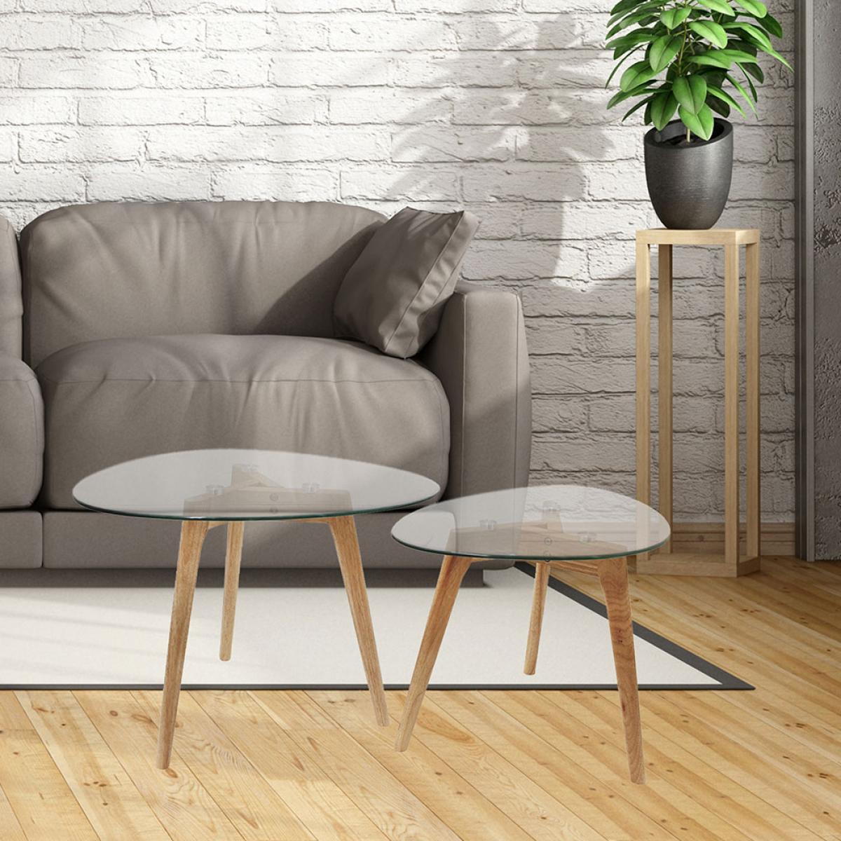 Jgo. 2 mesas nido cristal