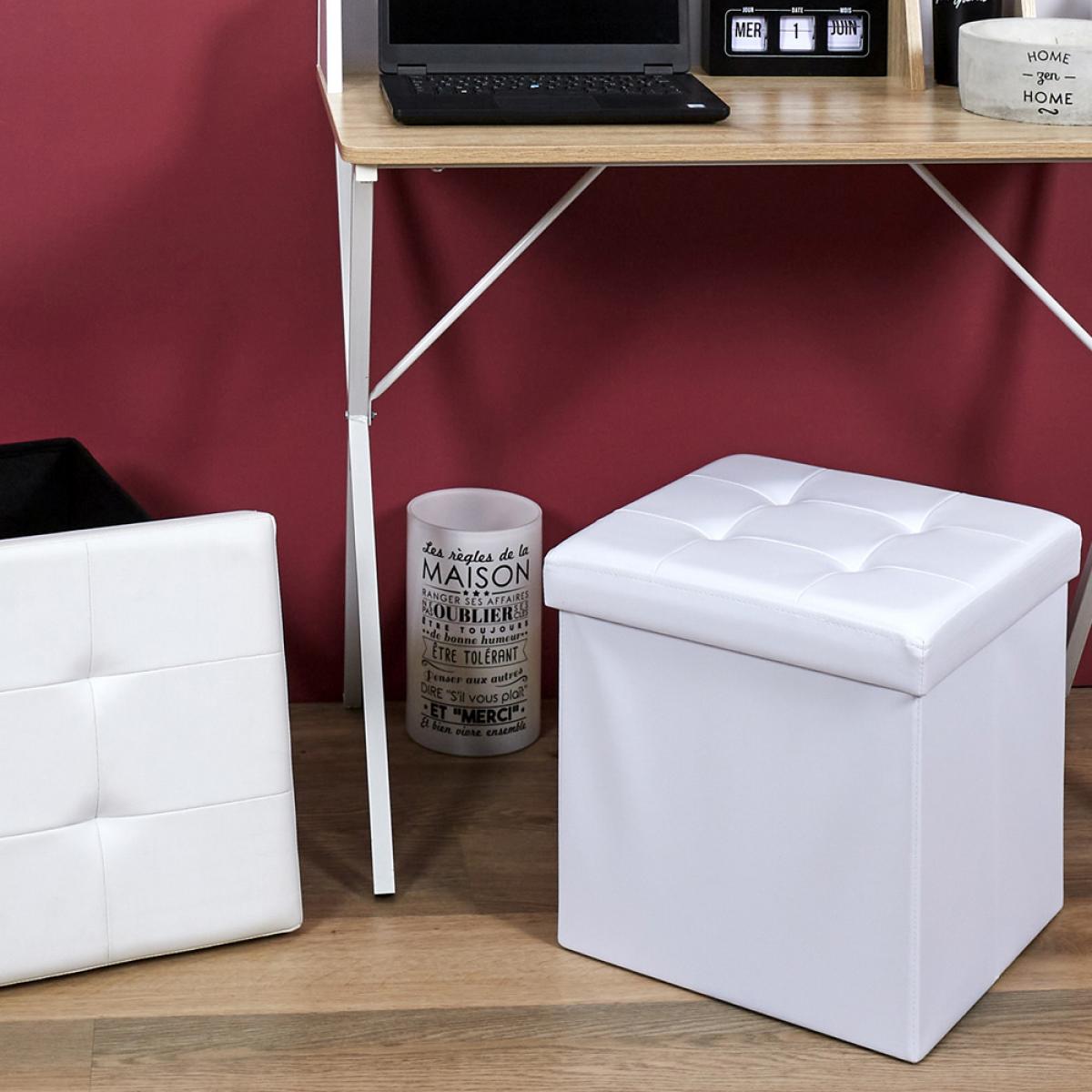 Caja puf plegable blanco