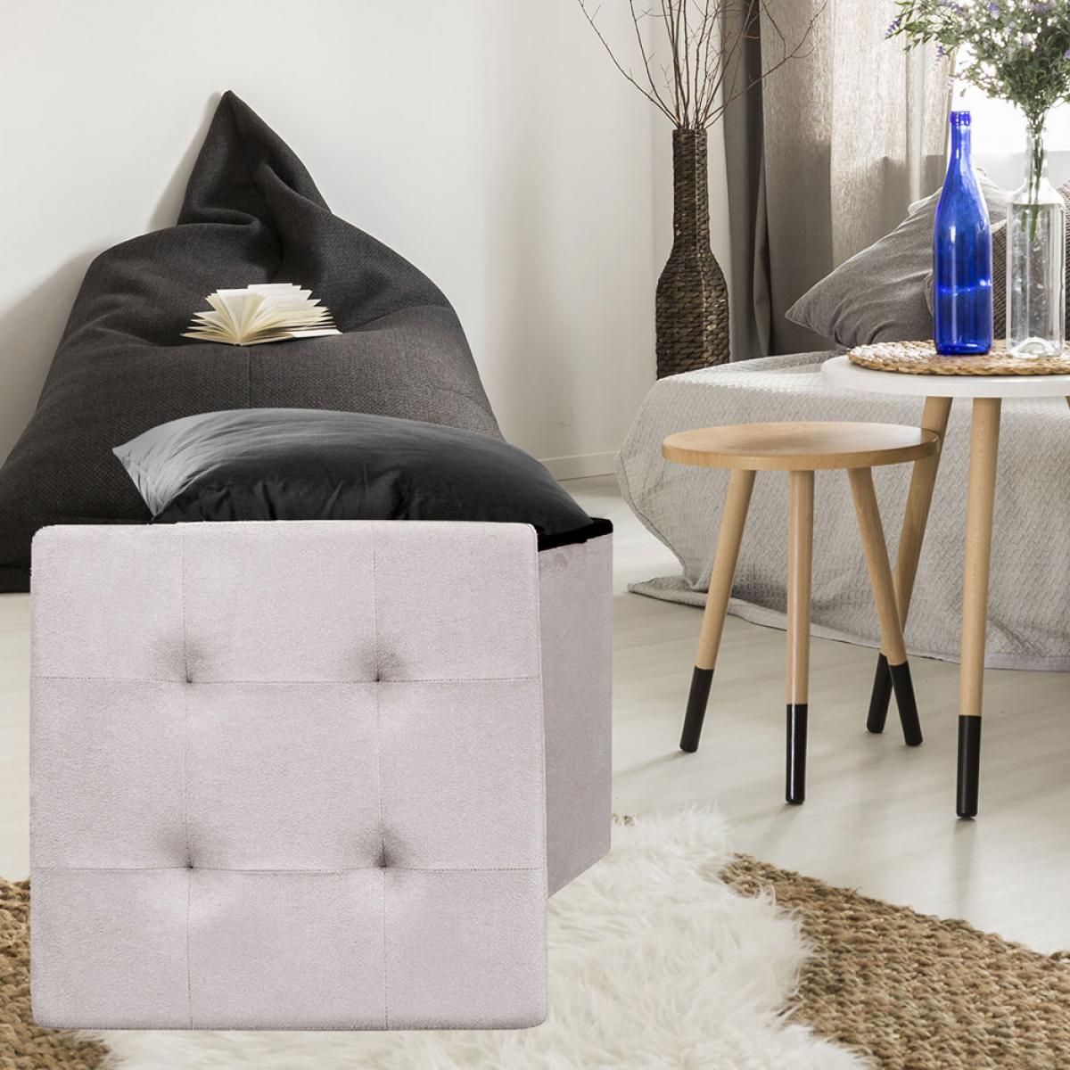 Caja puf plegable beige