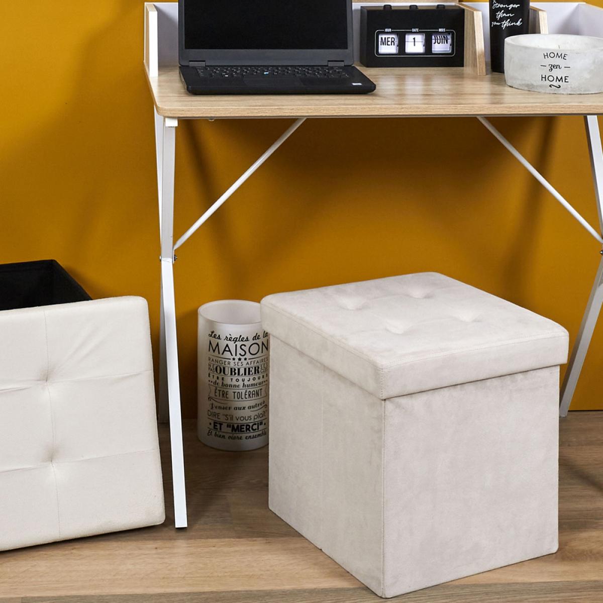 Caja puf plegable beige