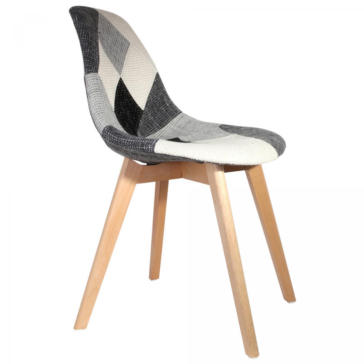 Set 2 sillas patchwork gris blanco