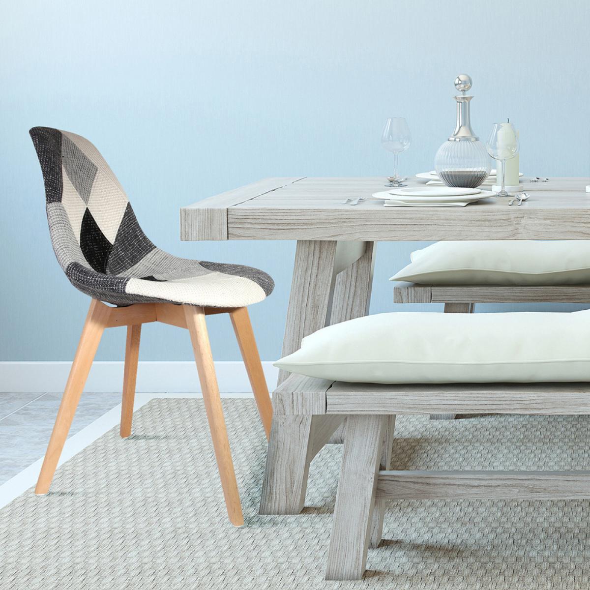 Set 2 sillas patchwork gris blanco