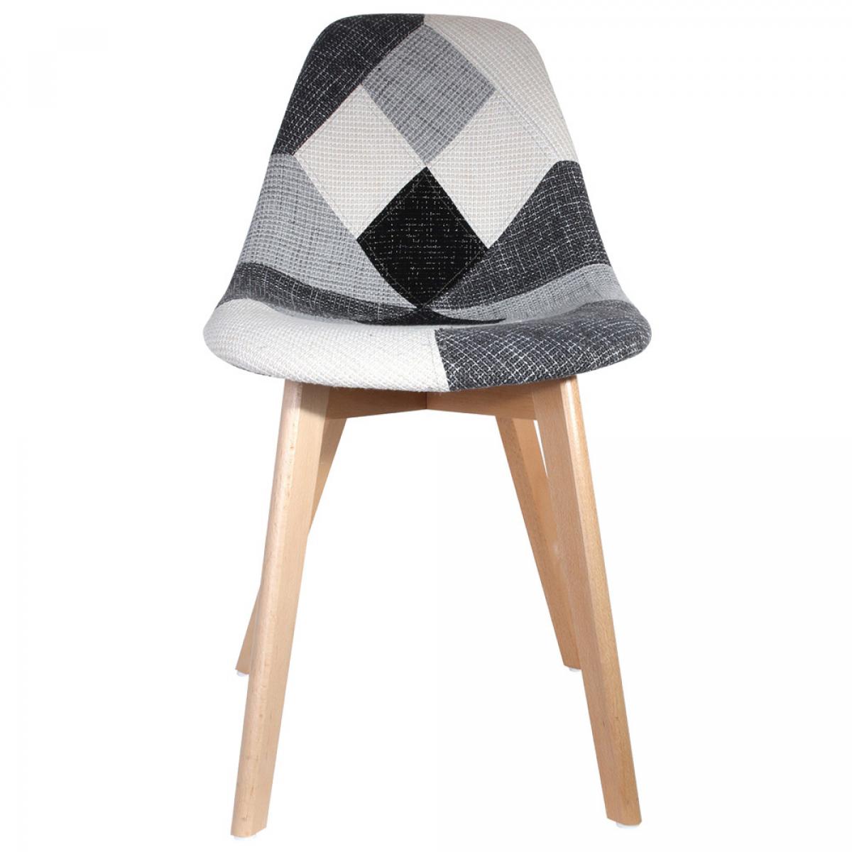 Set 2 sillas patchwork gris blanco