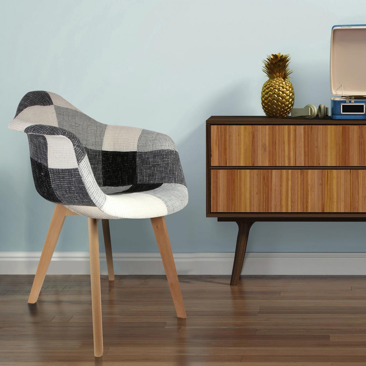 Set 2 sillas butaca patc. gris blanco