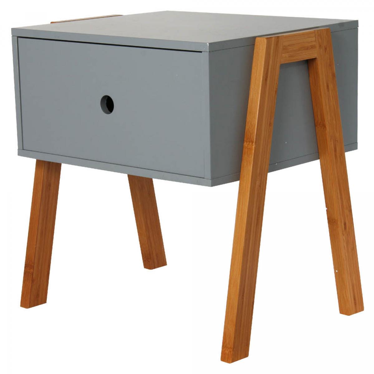 Mesita de noche apilable gris