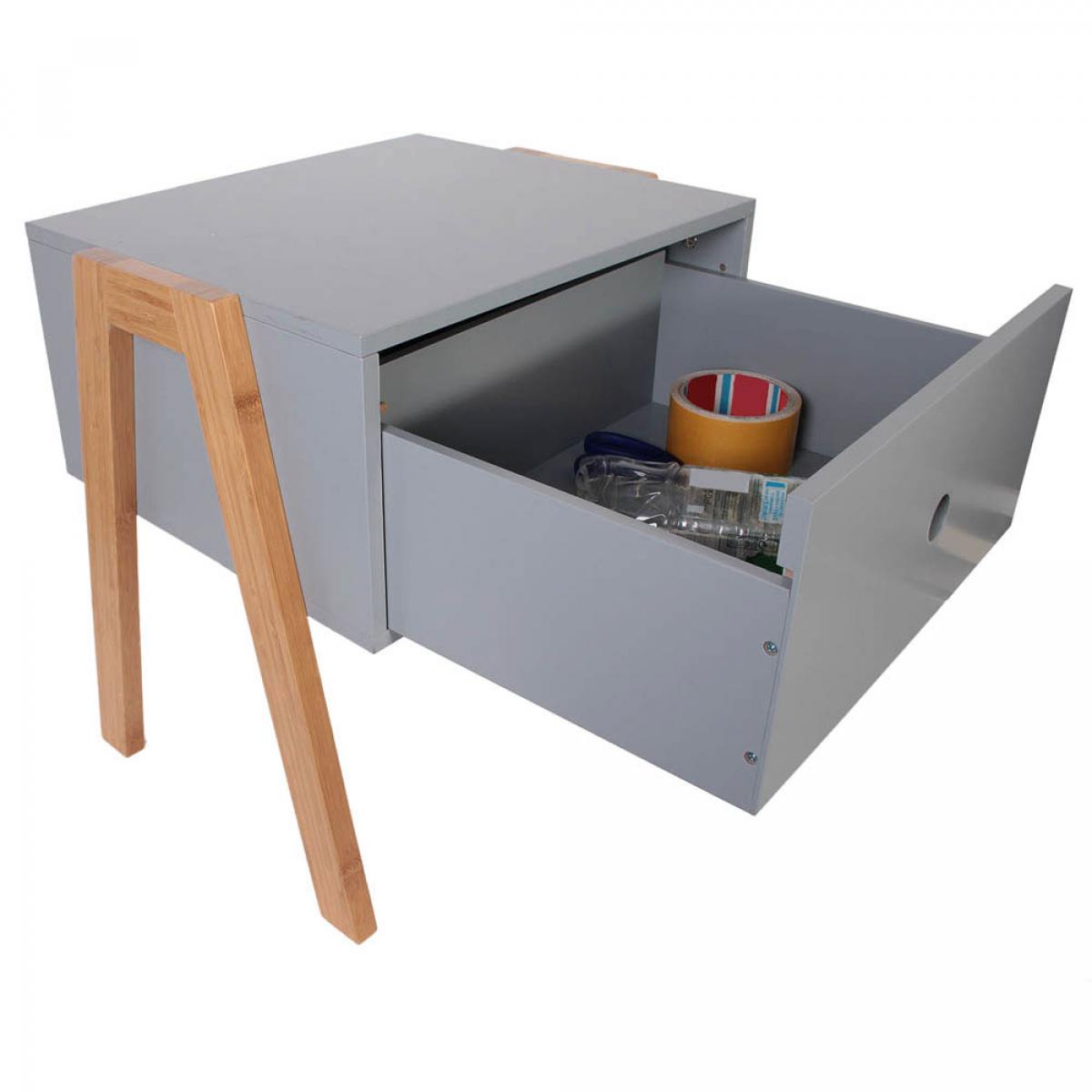 Mesita de noche apilable gris