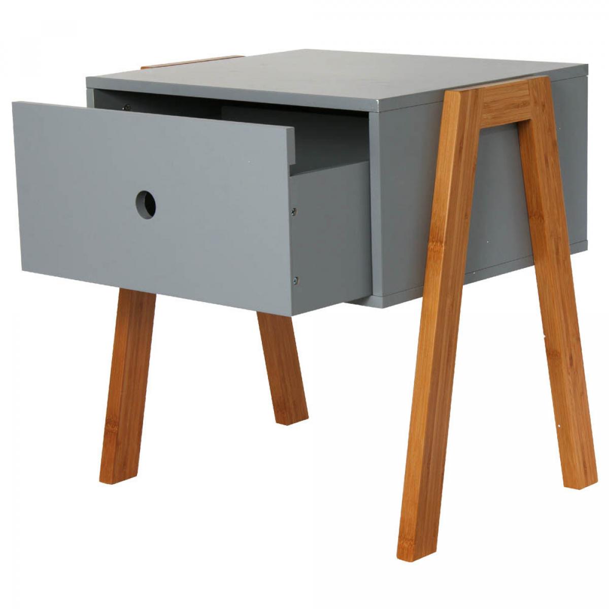 Mesita de noche apilable gris