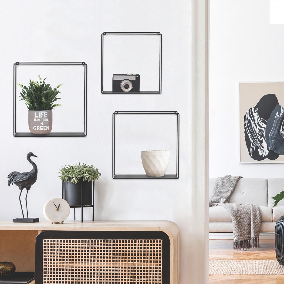 Jgo. 3 estantes metal cuadrado