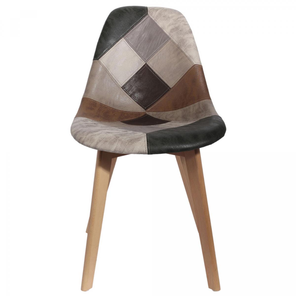 Set 4 sillas patchwork marrón gris