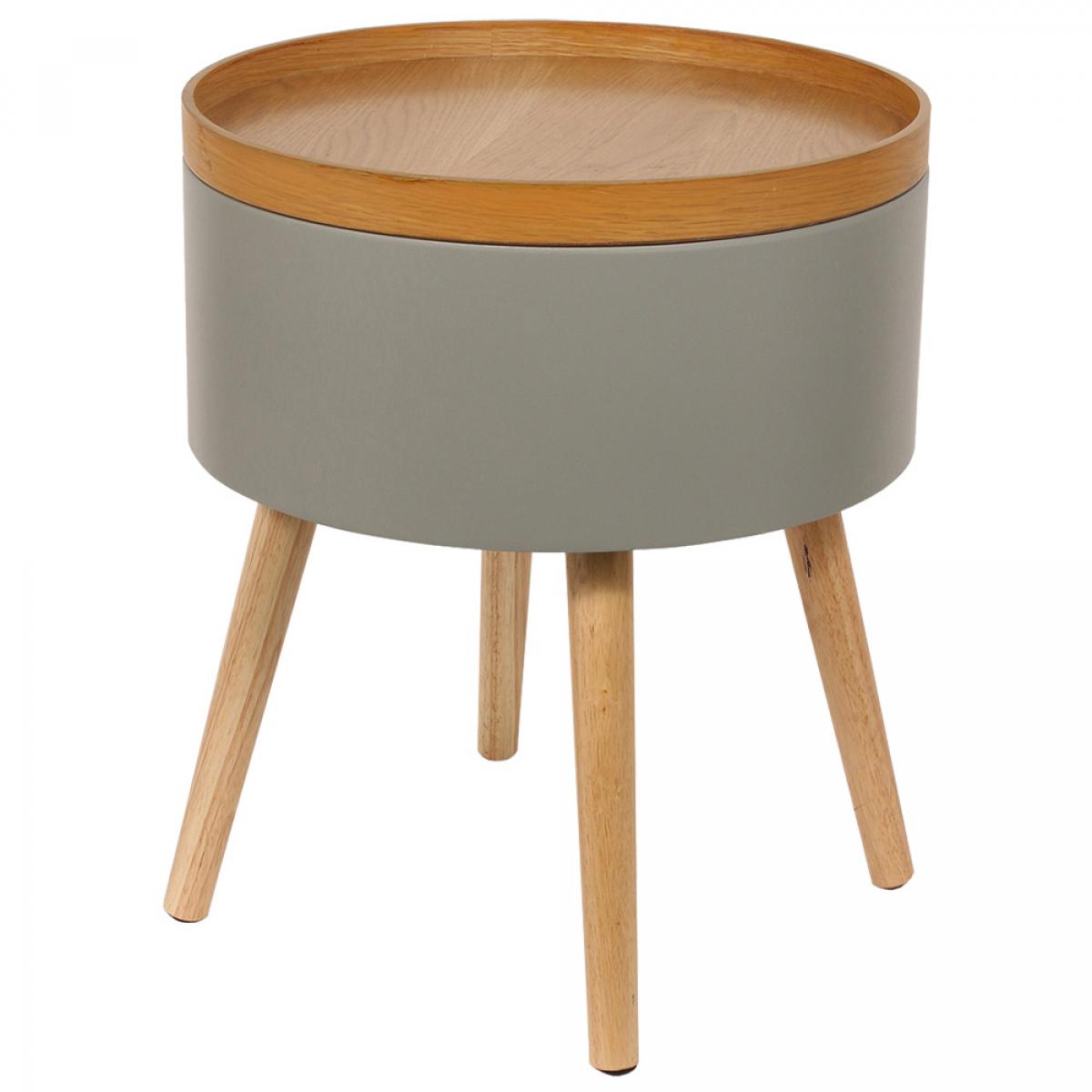 Mesa auxiliar almacenaje gris