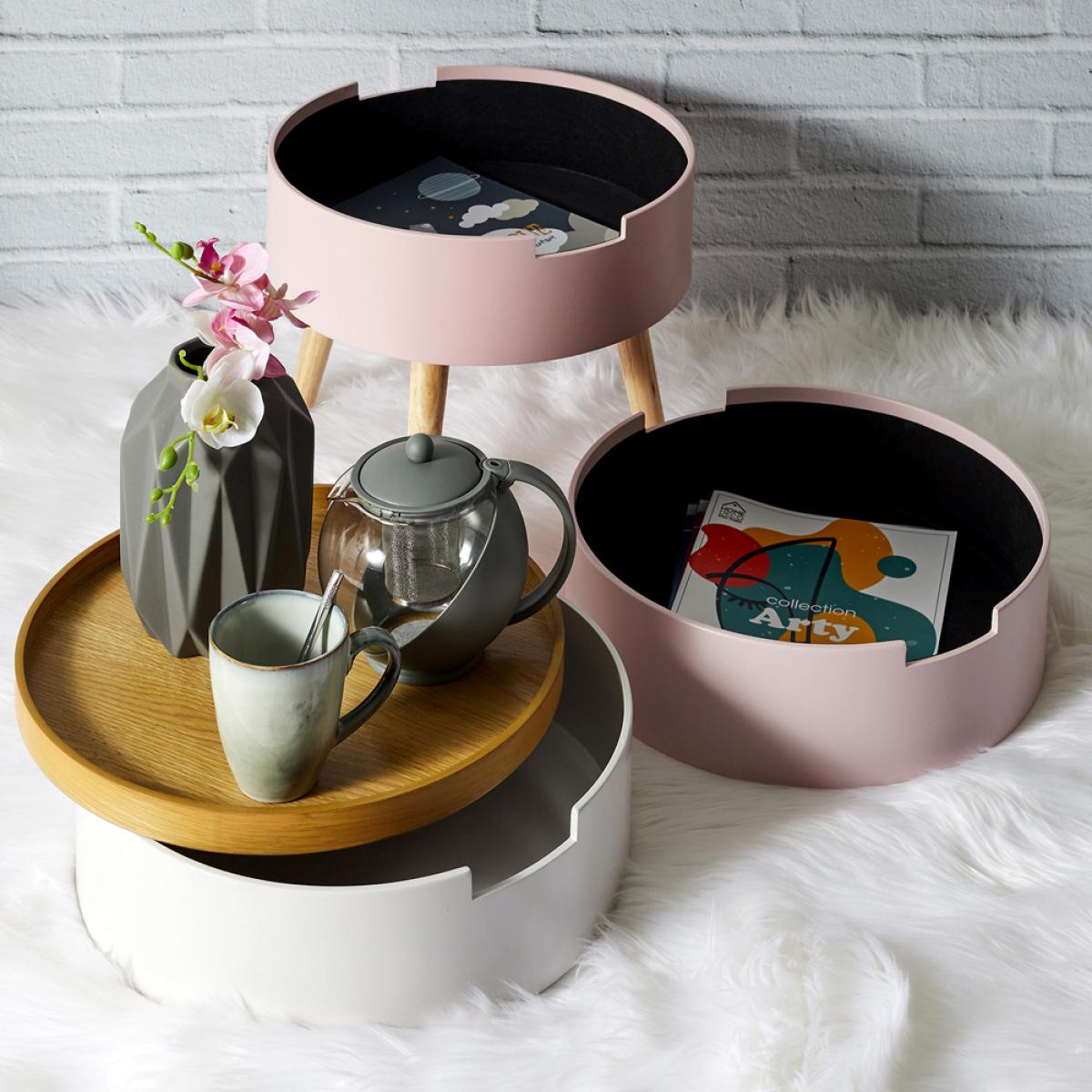 Mesa auxiliar c3 alturas rosa