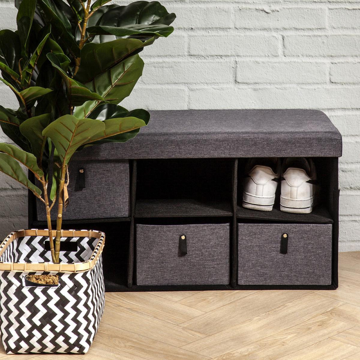 Banco puf zapatero gris oscuro