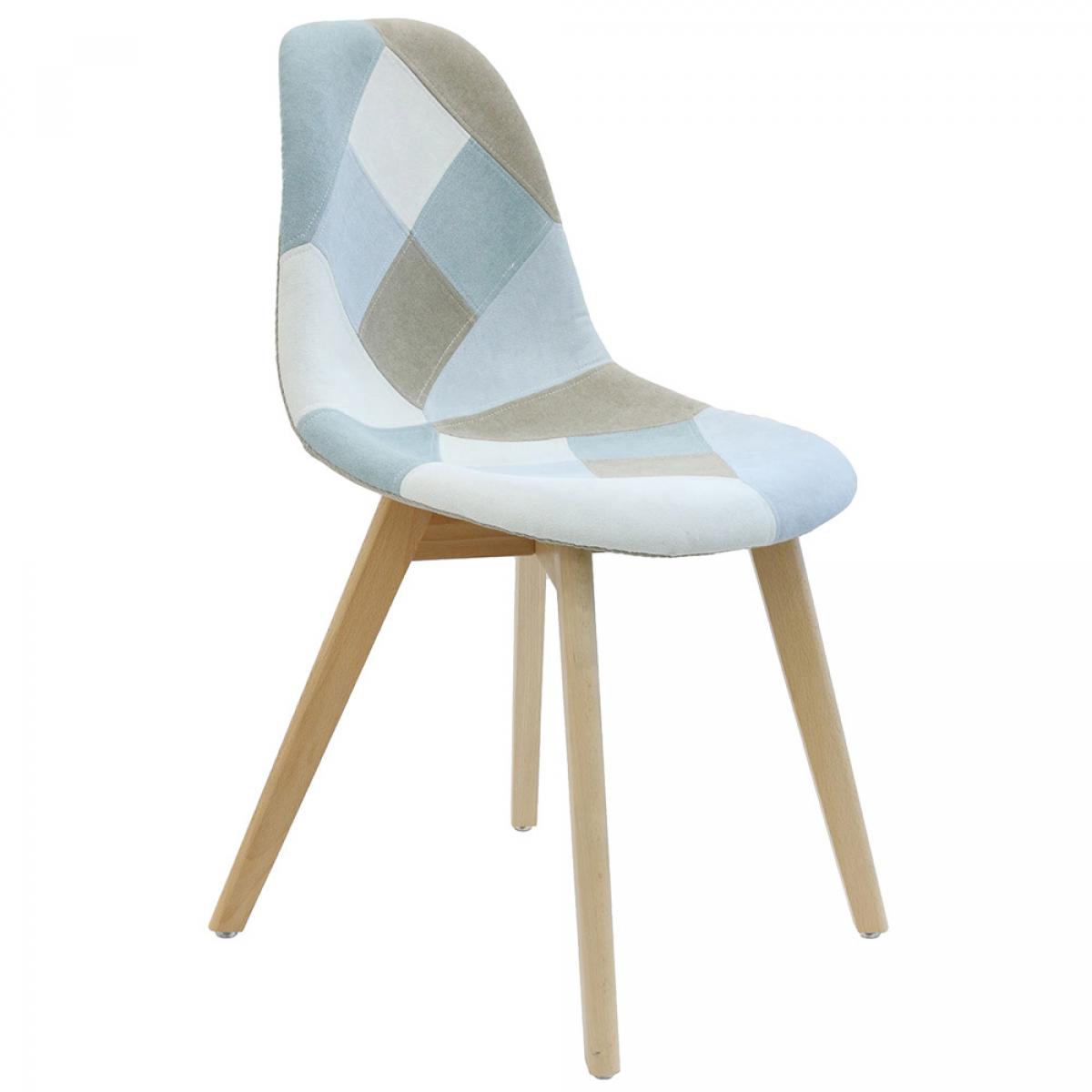 Set 2 sillas patchwork azul cielo