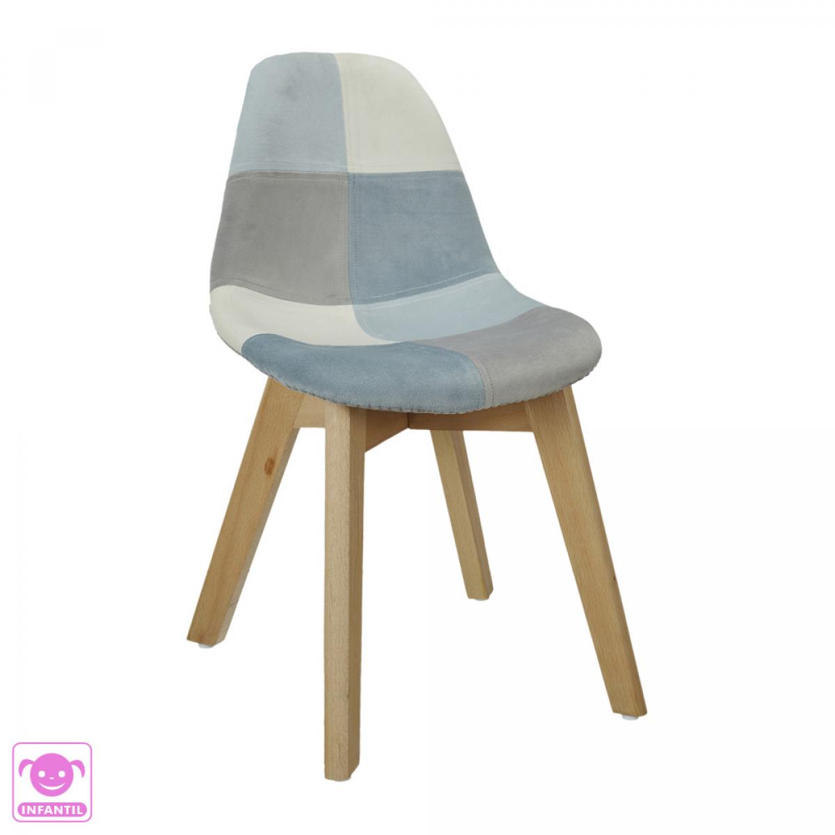 Set 2 sillas infantil patchwork azul