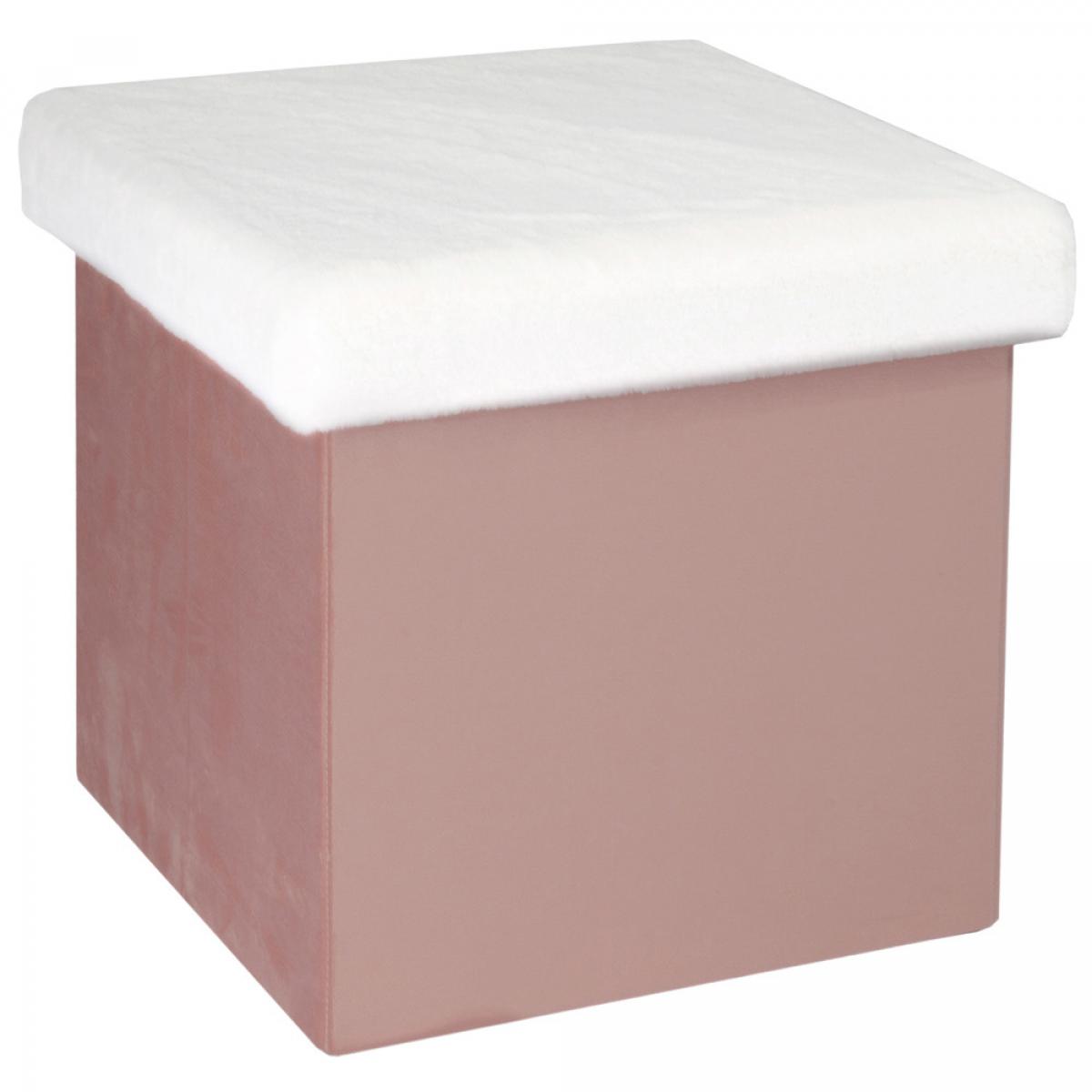 Caja puf plegable rosablanco