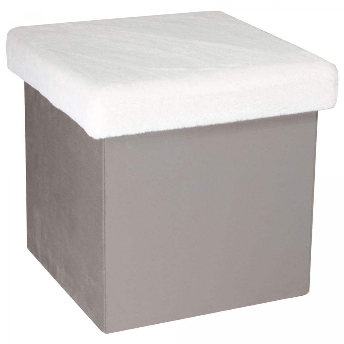 Caja puf plegable grisblanco