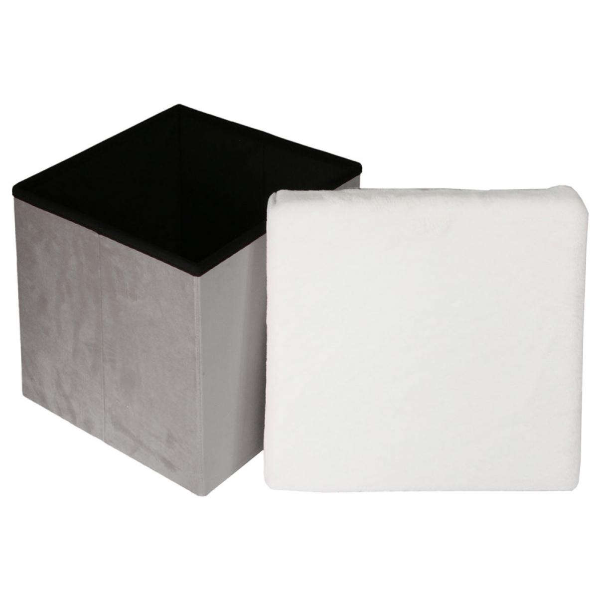 Caja puf plegable grisblanco