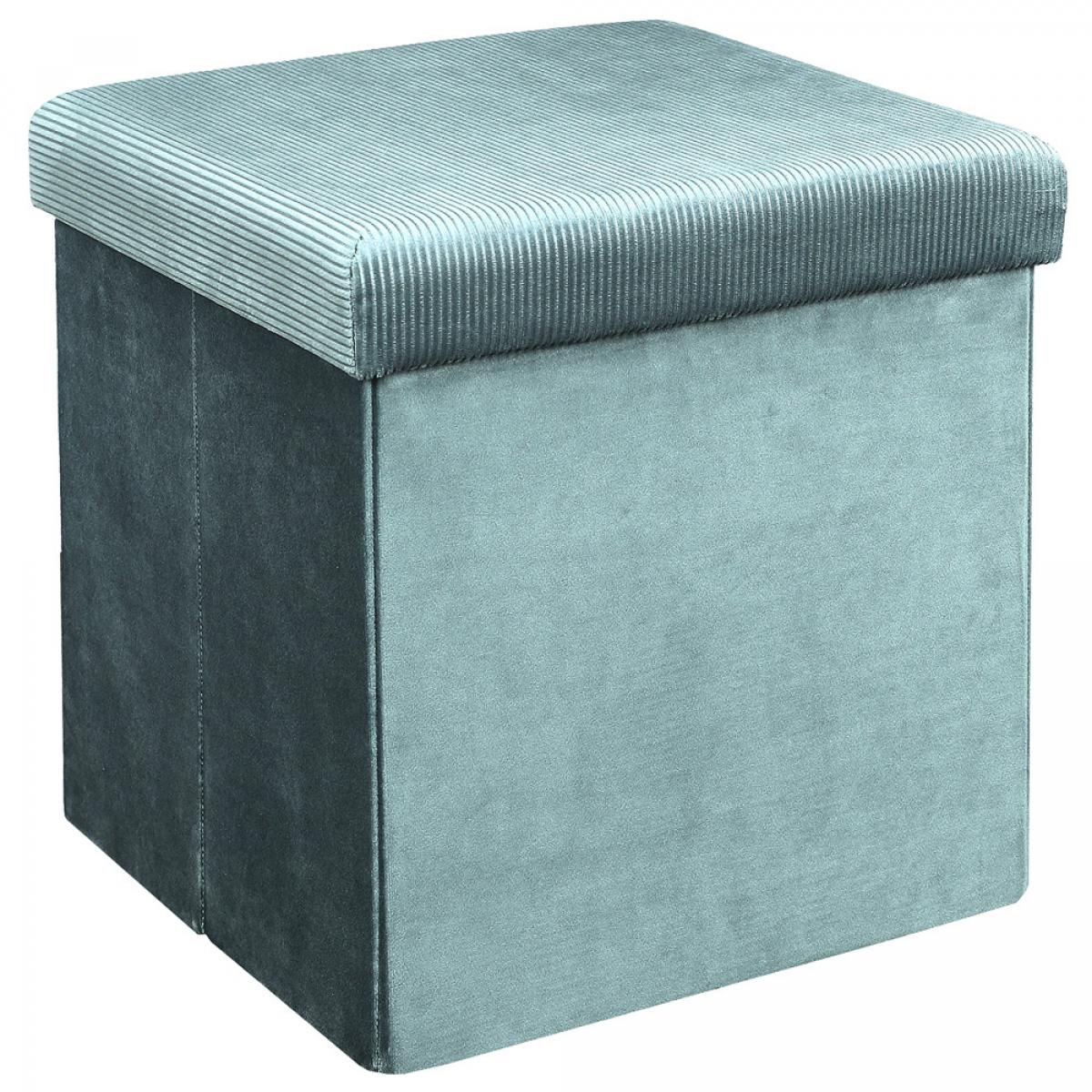 Caja puf plegable azul terciop