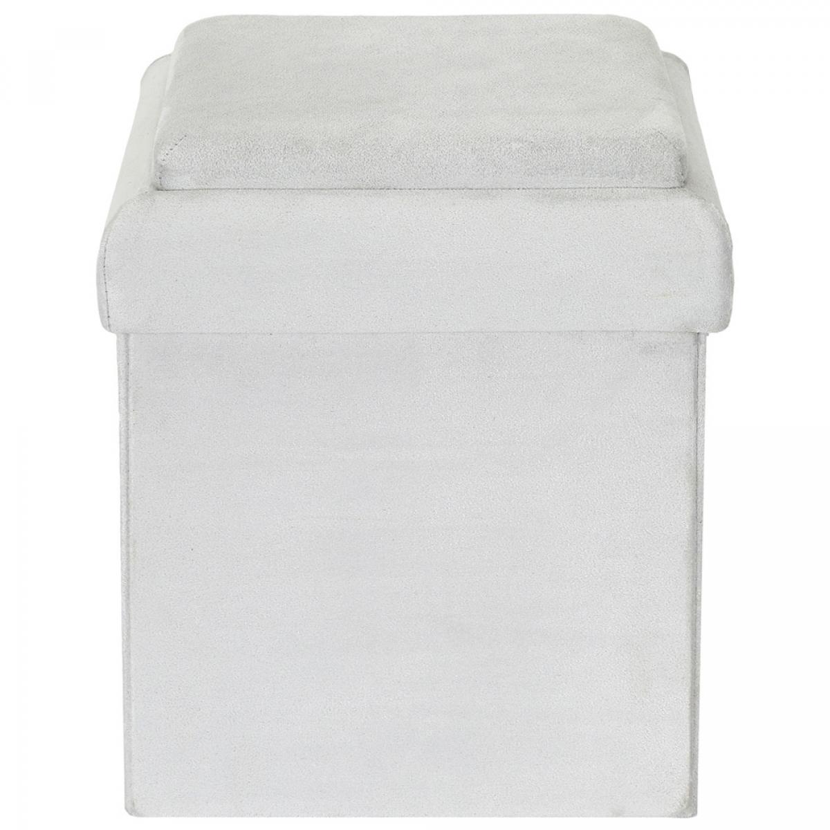 Caja puf plegable lego gris con un panel compatible con las piezas de lego. abre la tapa, voltéala, encájala y ya está lista para usarla como base de las conatrucciones de lego. de madera mdf, textil acolchado y plástico. medidas: 27x27 cm; h.30 cm