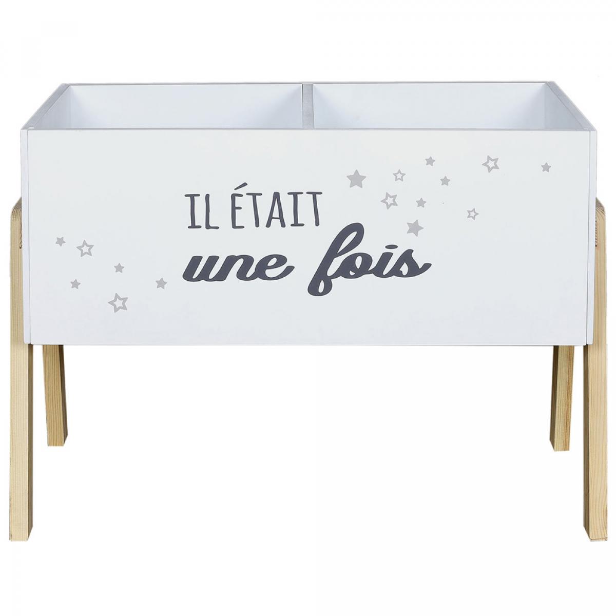 Cubo almacenar c2 compartime cajón para libros y juguetes. con 2 compartimentos. patas de madera. medidas: 60x30 cm; h.45 cm