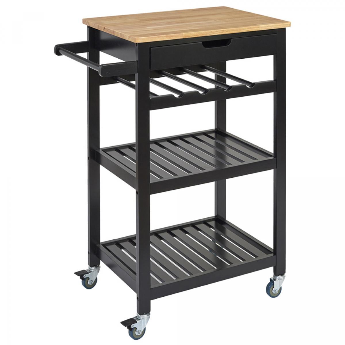 Mesa camarera cruedas negra