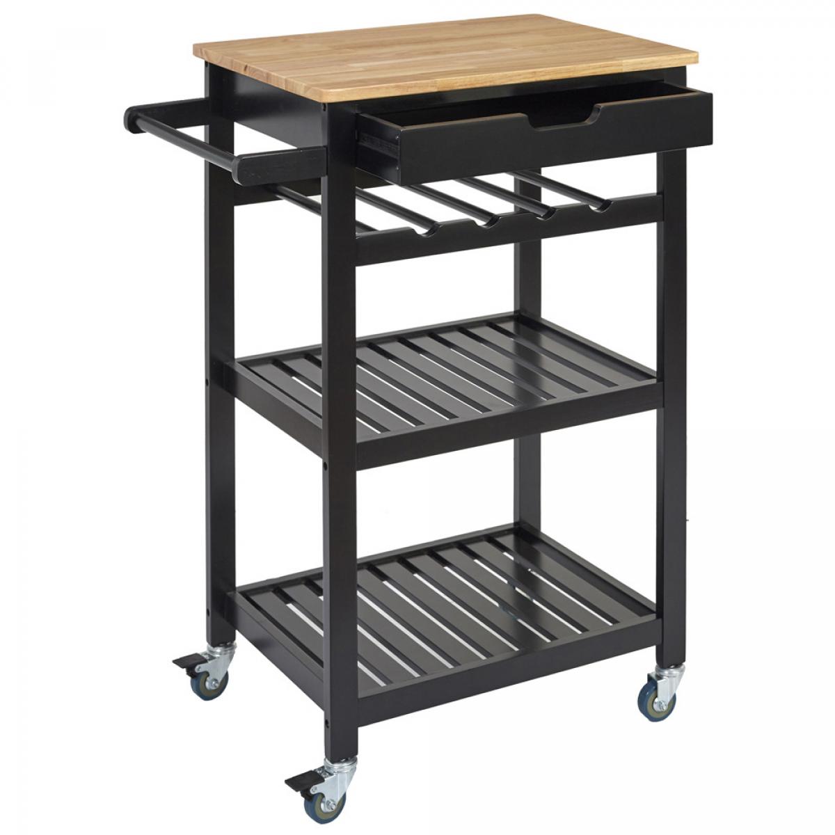 Mesa camarera cruedas negra