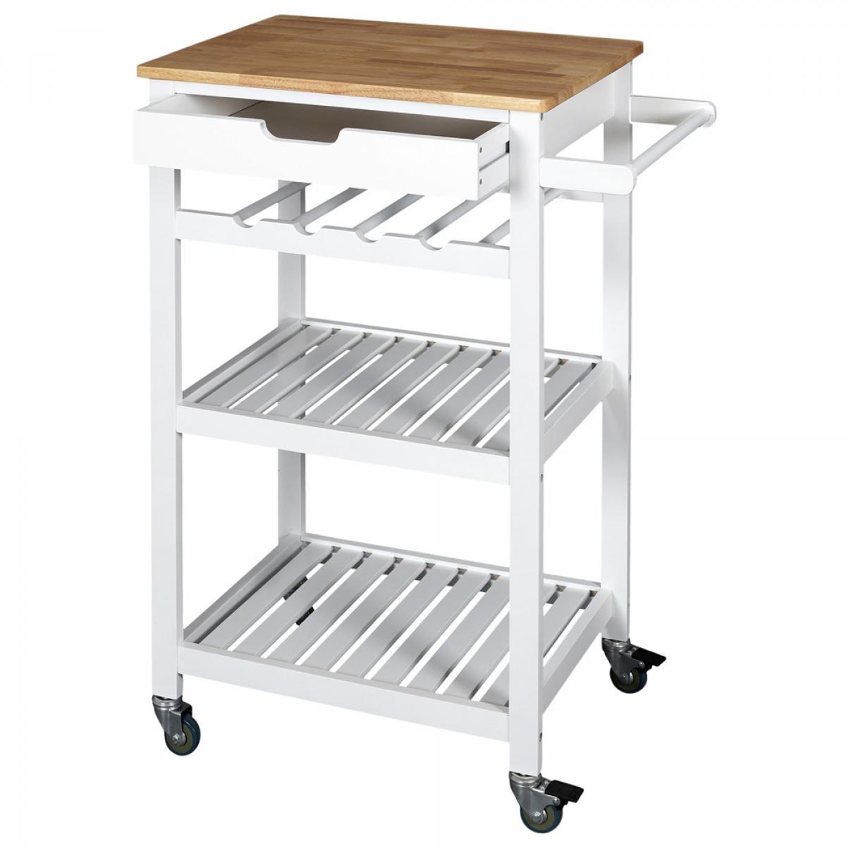 Mesa camarera cruedas blanca