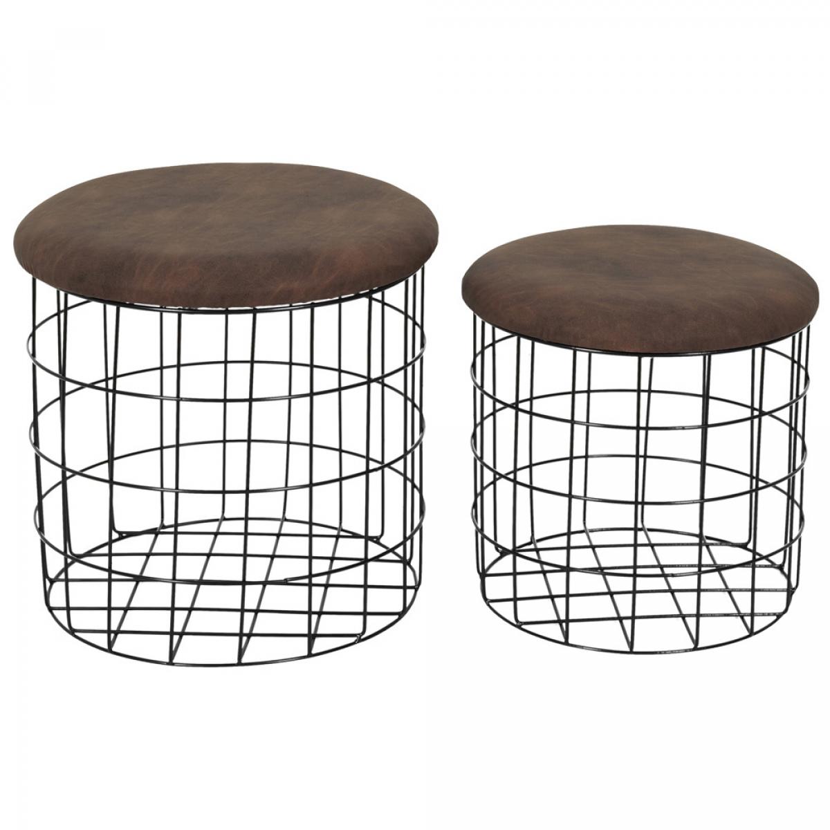 Jgo. 2 puf nido marrón