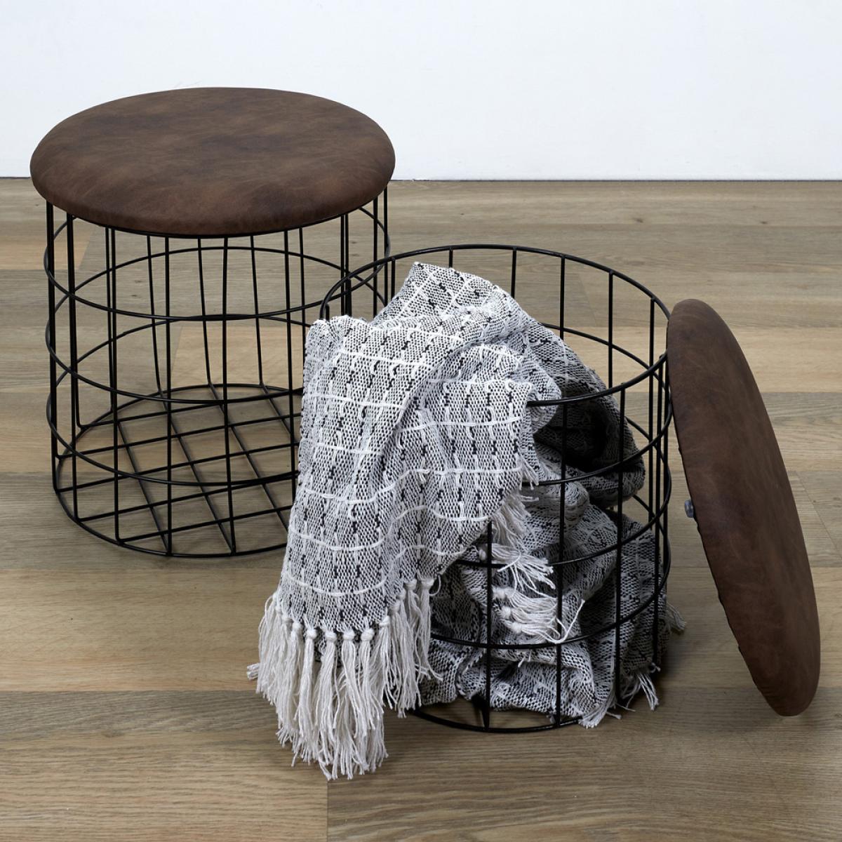 Jgo. 2 puf nido marrón