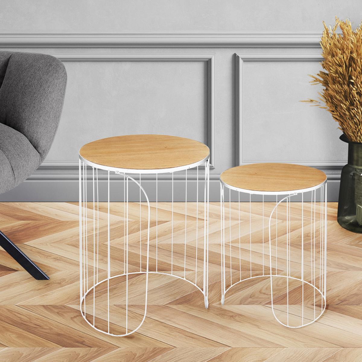 Jgo. 2 mesas nido varilla blan