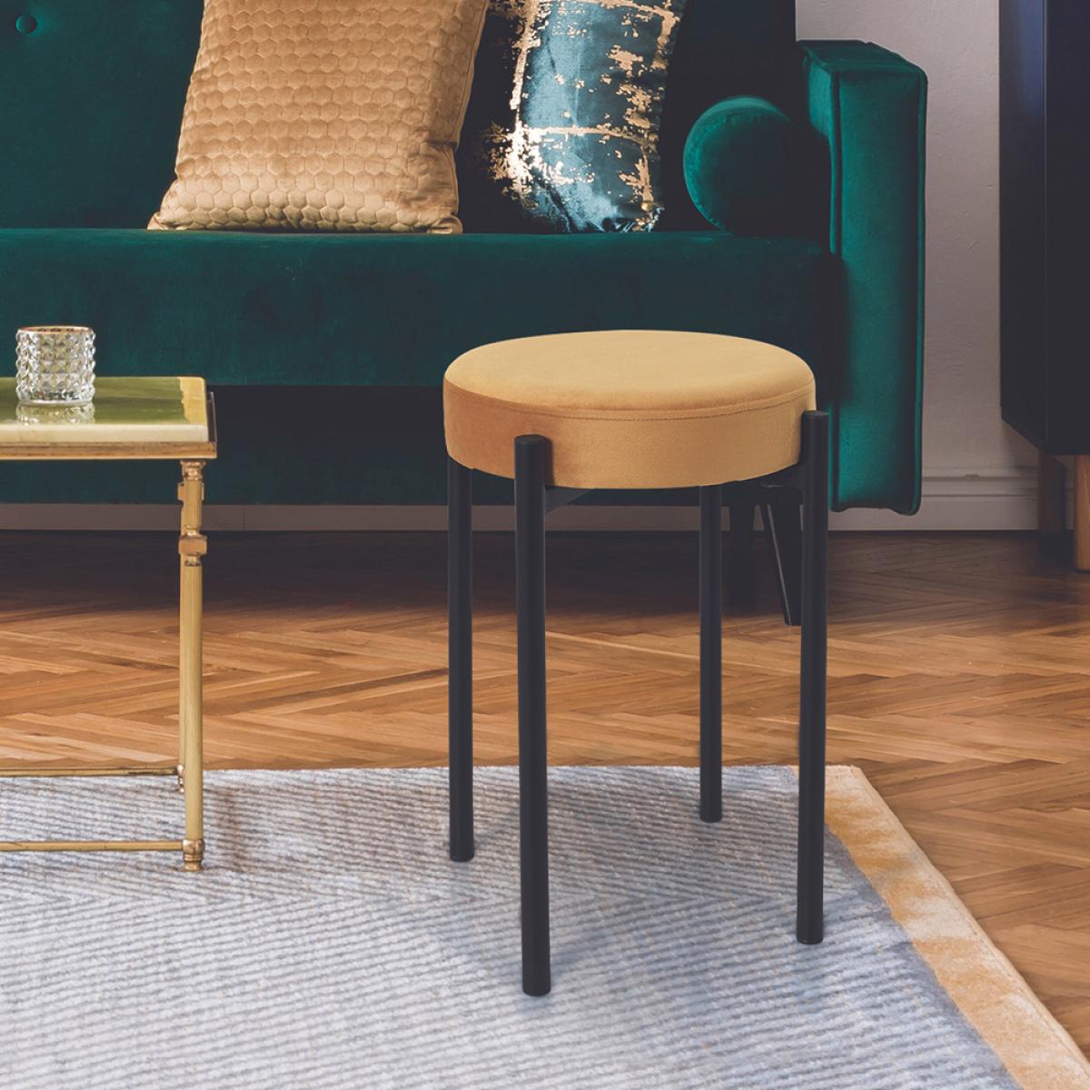 Set 4 taburetes terciopelo ocre
