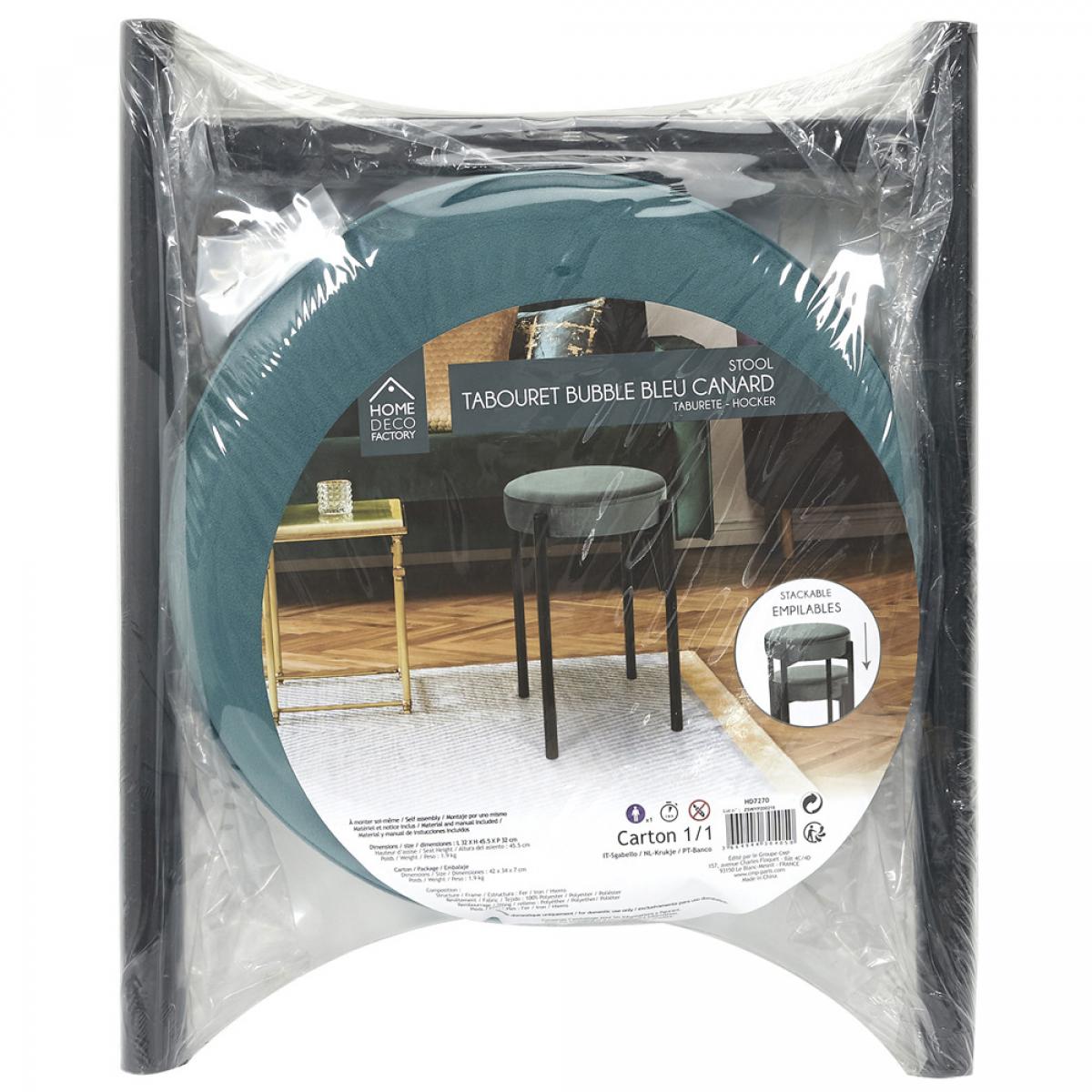 Set 4 taburetes terciopelo verde azul