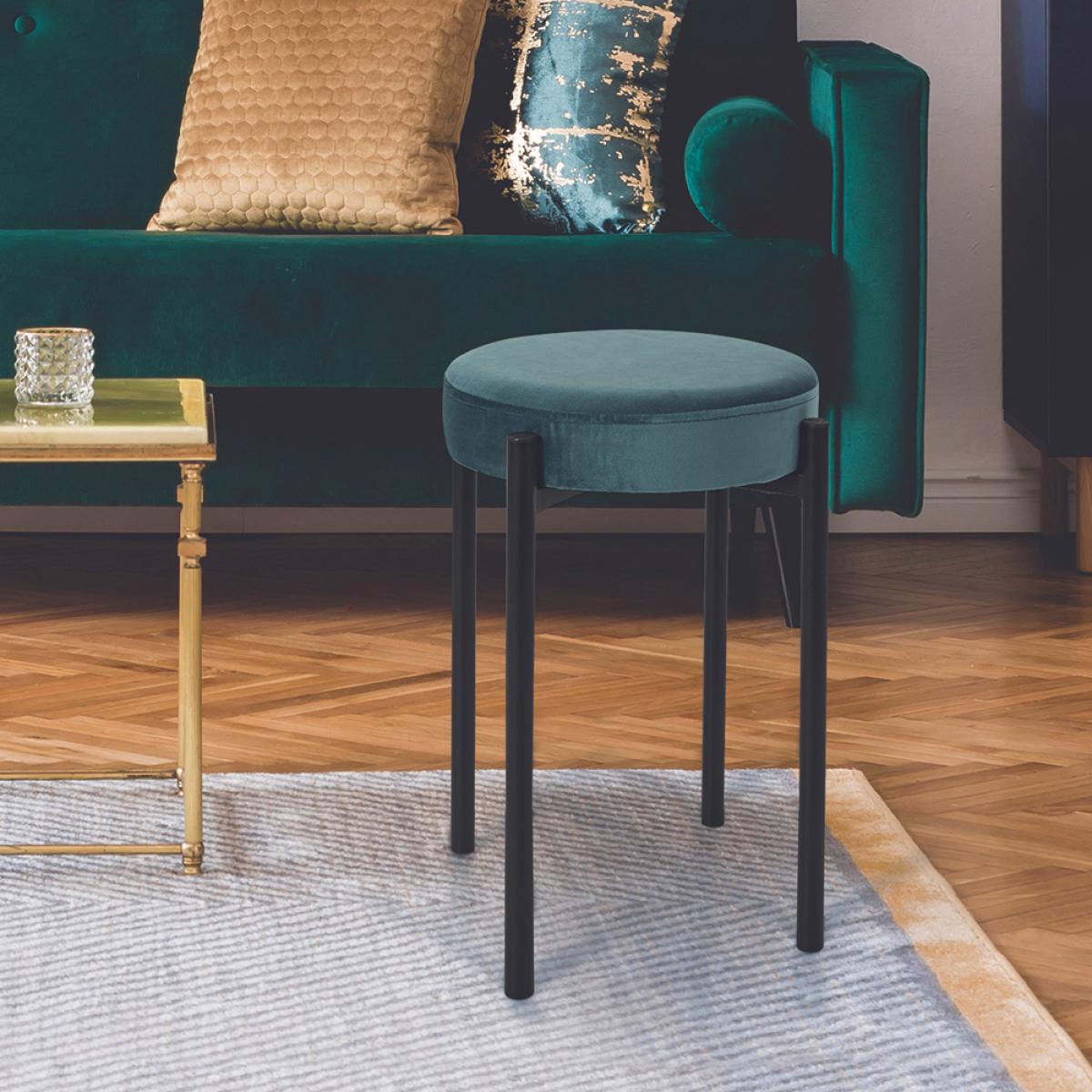 Set 4 taburetes terciopelo verde azul
