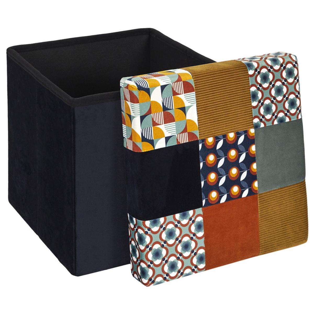 Caja puf plegable patchwork