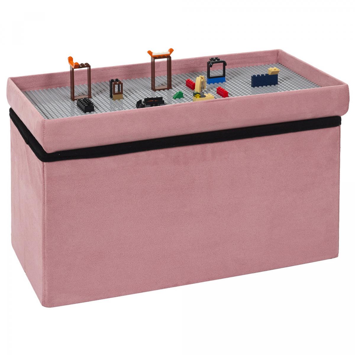 Banco puf plegable lego rosa