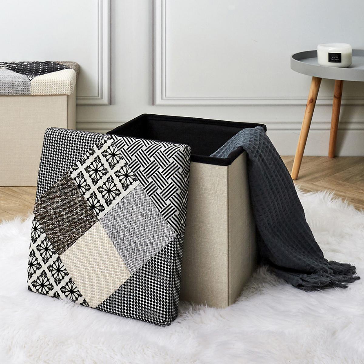 Caja puf plegable patchwork