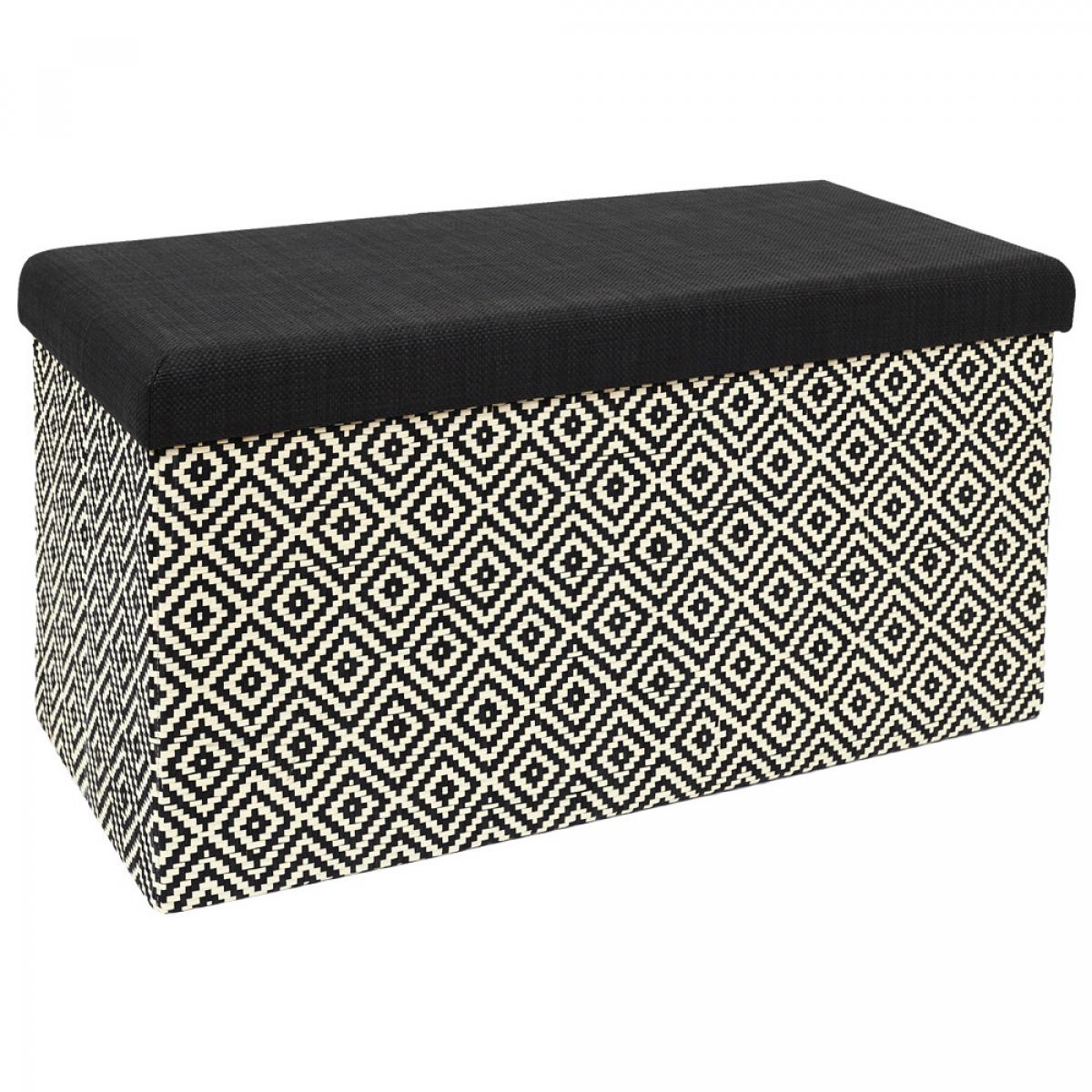 Banco puf pleg. trenzado negro