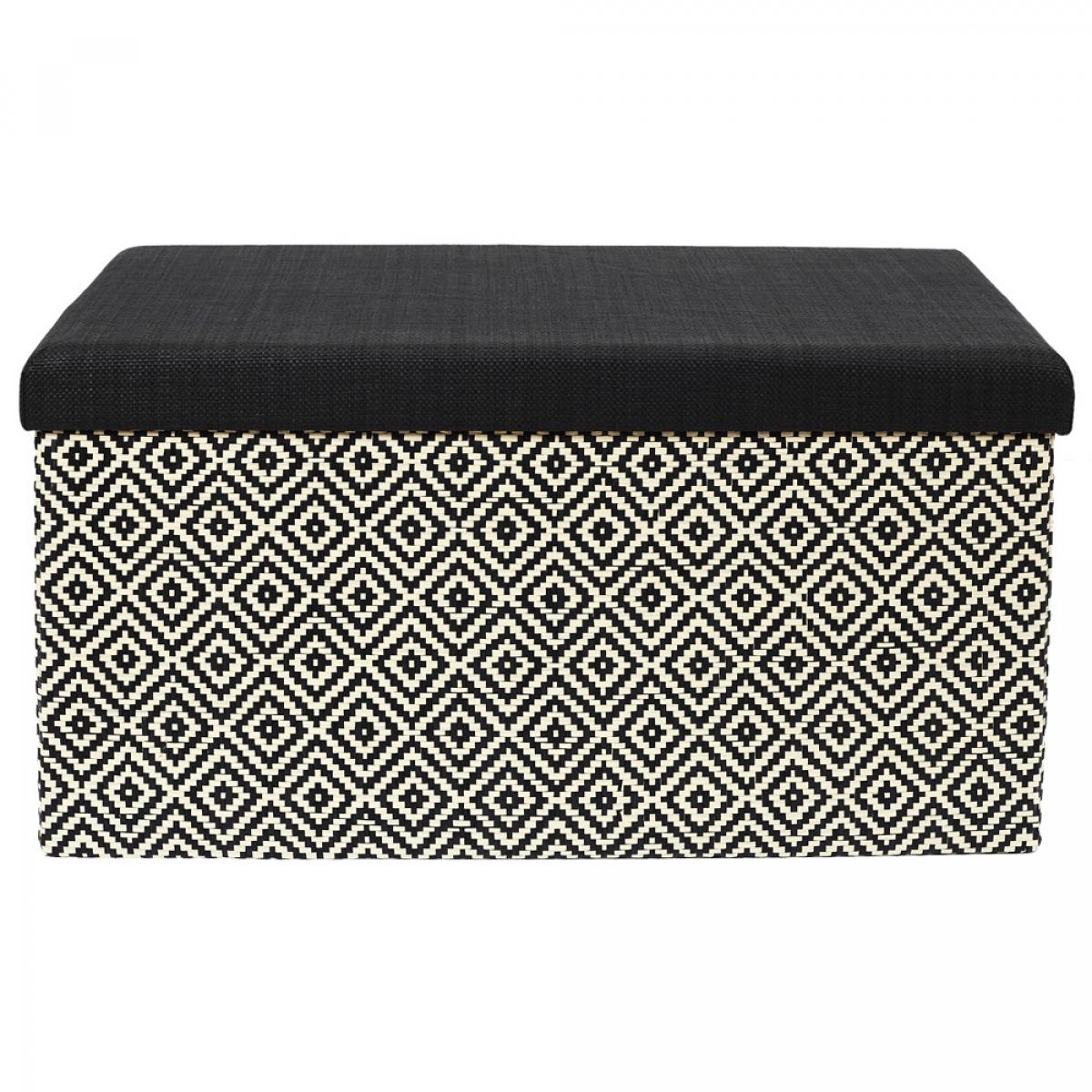 Banco puf pleg. trenzado negro