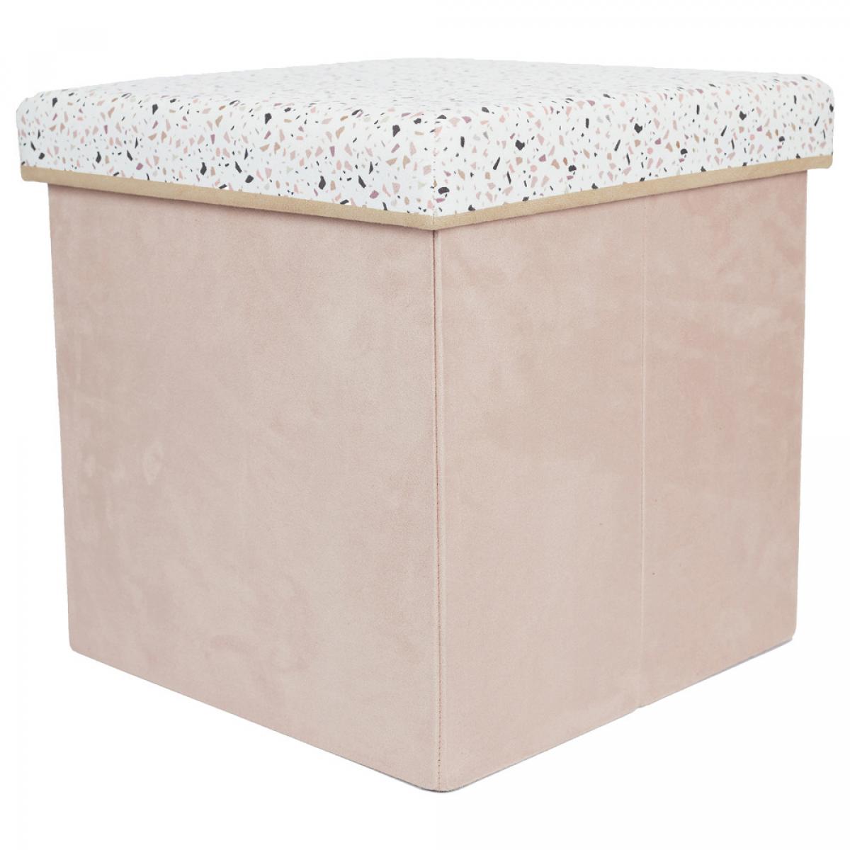 Caja puf plegable terrazo rosa