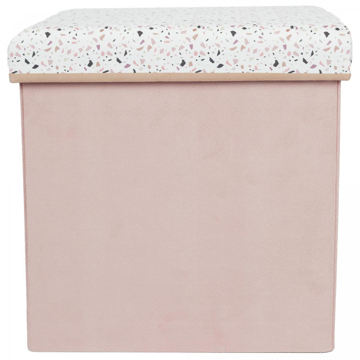 Caja puf plegable terrazo rosa